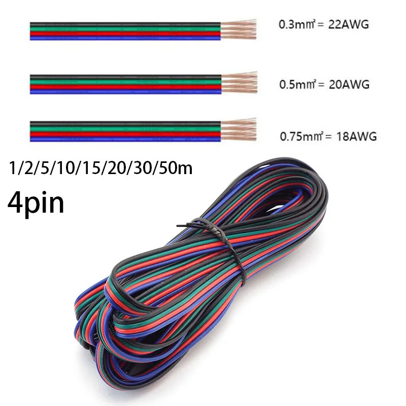 4pin core Electrical Wire LED Connector Cable 5m 30m LED Extension Cable For RGB RGBW RGBWW SMD WS2812B LED Strip Light JST q1