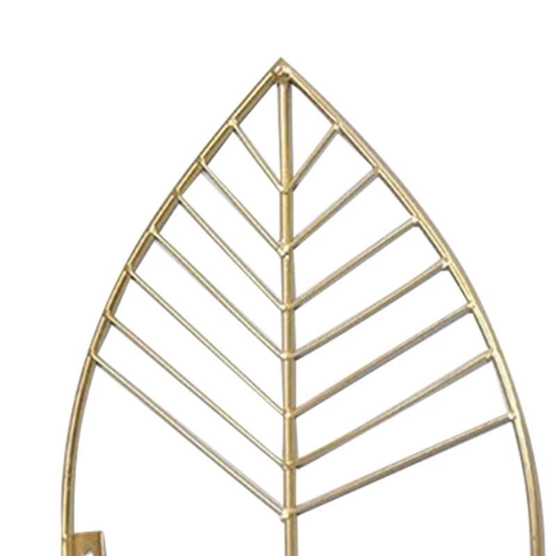 Плавающие полки в форме листьев, металлический настенный декор, деревянная настенная полка для хранения, украшения для дома, искусство для спальни, прочное золото