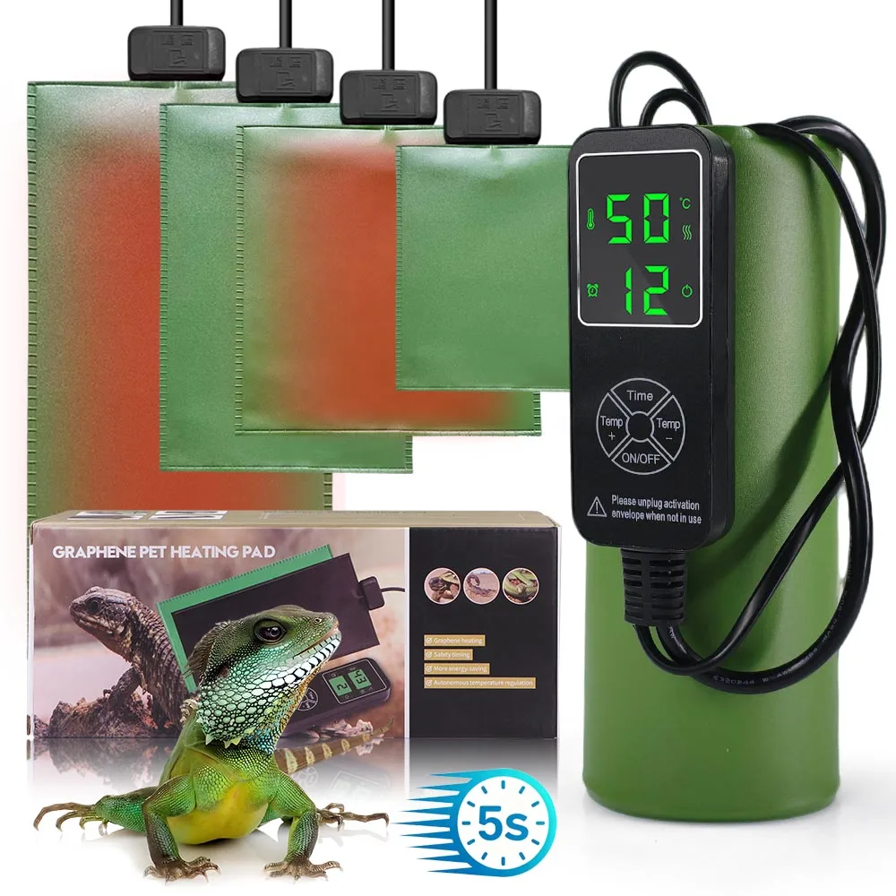 

5-137W Timed Reptile Heat Mat Plants Heating Pad w/ Adjustable Digital Temperature Controller Greenhouse Garden Nursery Seedling