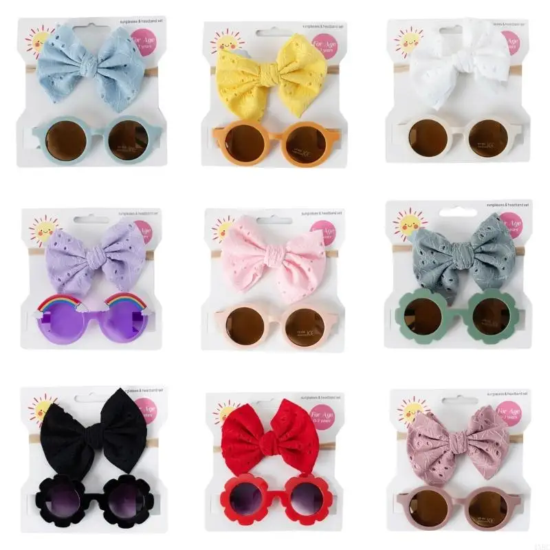 

Baby Hollow Bowknot Headband Sunglasses 2pcs/set UV for Protection Supplies for Kids Toddler Infant Girls Boys Outdoor 4XBC