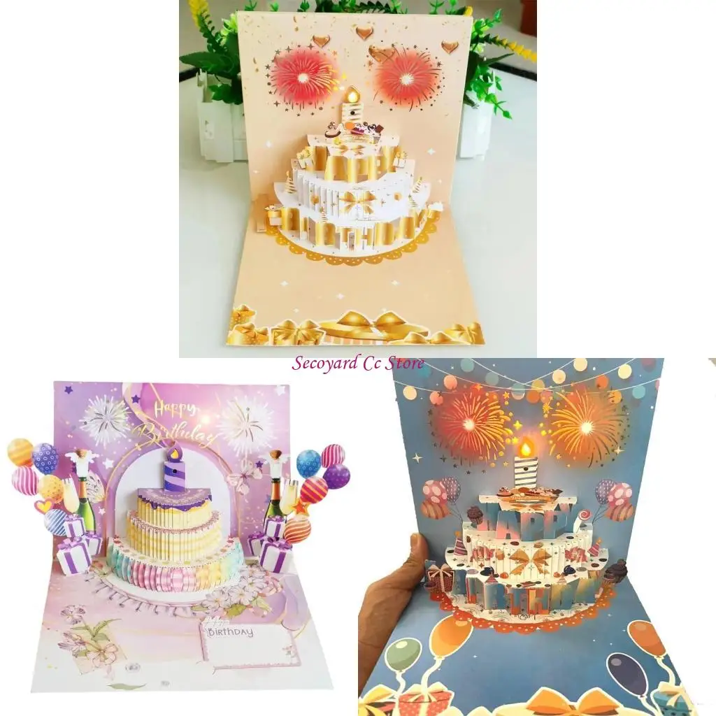 

N3UC Light and Sound Guteding Greeting Garting Открытка с днем ​​рождения для женщин, мужчины, ребенок