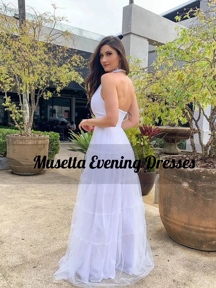 Musetta Tulle Prom Dresses 2025 Halter Tiered Long Formal Evening Party Gowns Sleeveless Women Special Occasion Dress Customized