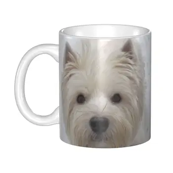 귀여운 웨스티이 강아지 커피 머그잔, DIY 맞춤형, 웨스트 하이랜드 화이트 테리어 강아지 세라믹 우유 차 머그잔 컵 