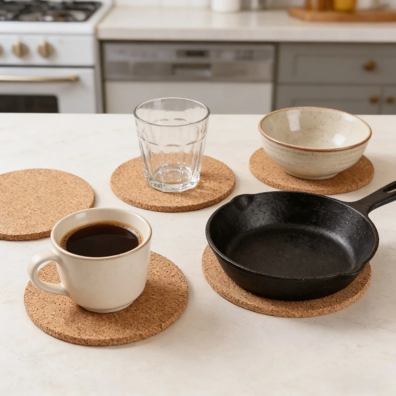 Round Wooden Material Non Slip Cork Coaster Pad Coffee Tea Mug Drink Holder Table Decoration