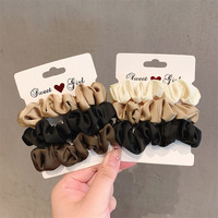 3/4Pcs Satin Hair Scrunchies Set Vintage Solid Color Elastic Hair Bands Ponytail Hair Rope Fashion Hair Accessories For Girls