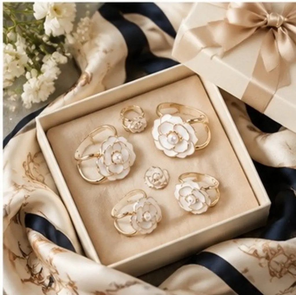 5Pcs Metal Scarf Ring Clip with Pearl Design Vintage Floral Shawl Buckle for Silk Scarf Shawl Pin Sweater Clip
