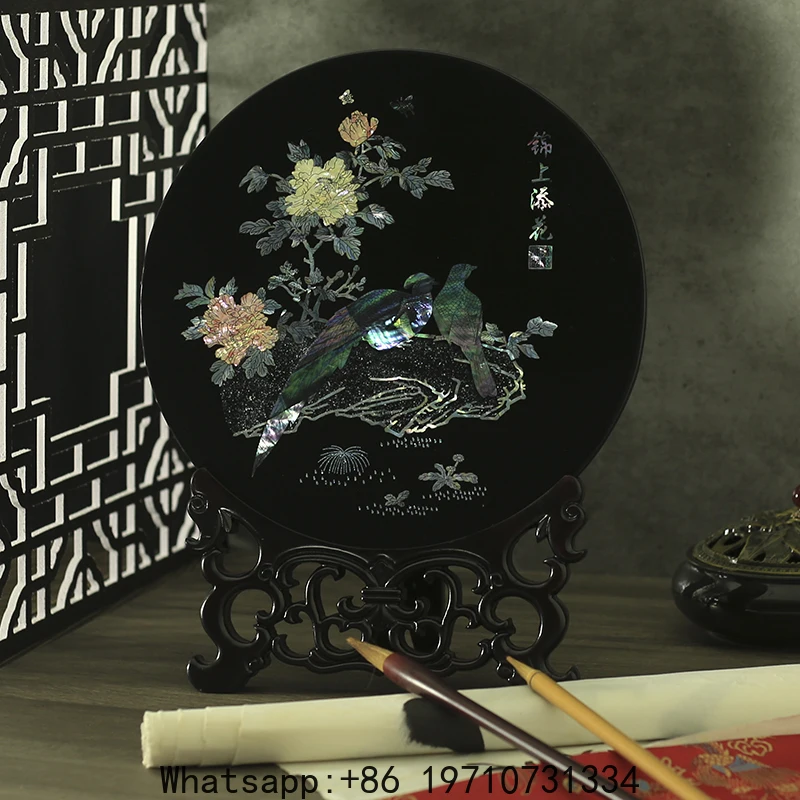

Yangzhou Intangible Cultural Heritage Lacquer Wooden Shell Inlay Ornament Chinese Traditional Culture Gift