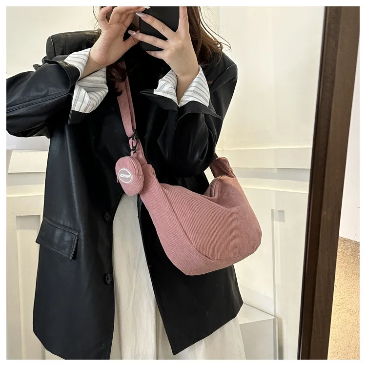 2026 Neue Schultertasche für Damen, Ins-Stil, Japanischer Cord, für Studenten und Pendler, Vielseitige Große Umhängetasche – Detail 16
