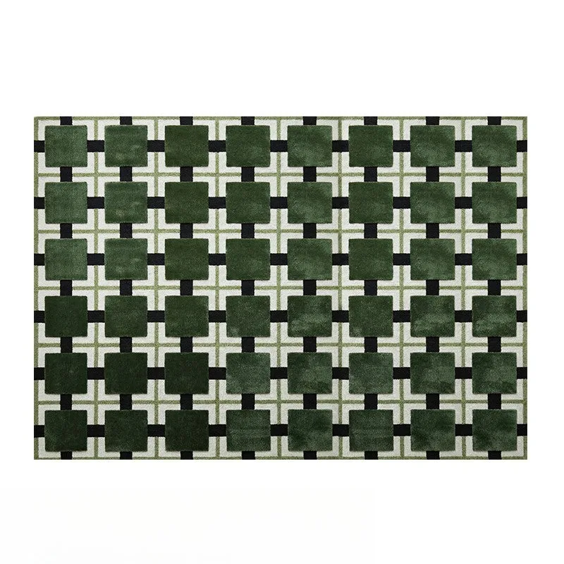 

Vintage red green handmade custom geometric pattern haute couture living room bedroom wool carpet