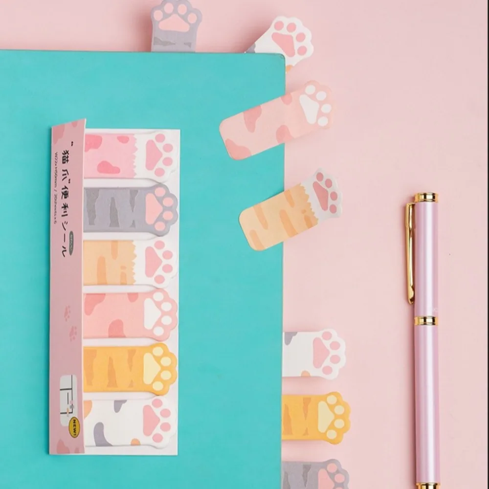 120 pz/set Kawaii Cancelleria Del Fumetto Zampa di Gatto Memo Pad Segnalibro Bandiere Indice Tab Note Appiccicose Etichetta Adesivi di Carta