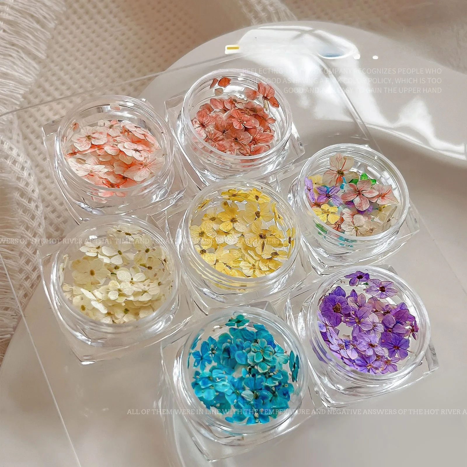 1Jar Mixed Nail Art Flower Charms 3D Natural Flower&Rhinestone Floral Manicure Jewelry Accessories For Craft Wedding