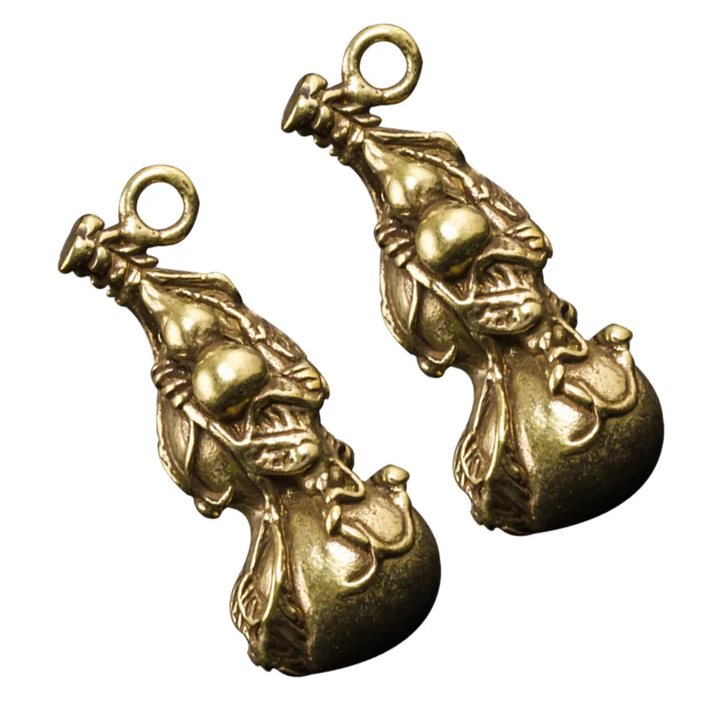 

2 Pcs Brass Gourd Keychain Pendant Decorative Ring Creative Bag Hanging Gift Small Size Lightweight Stylish Appearance Unique