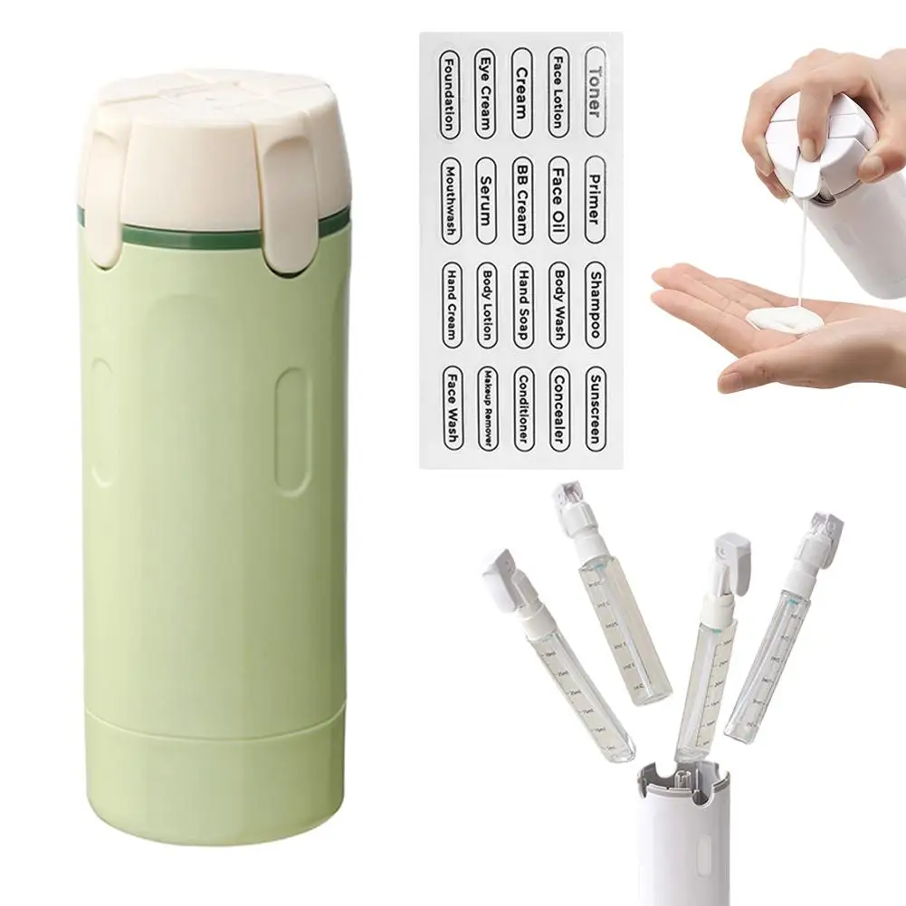 4-in-1 tragbarer Reise-Spender, nachfüllbare Behälter für Shampoo, Conditioner, Lotion, Reiseflaschen-Spender für Reisen und Urlaub