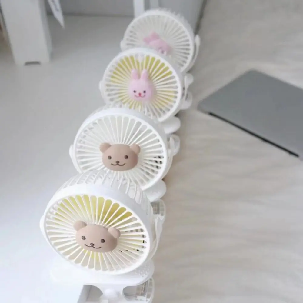 

Cartoon Baby's Cart Fan Portable 3 Speeds Private Desk Fan USB Rechargeable 3 Fan-blades Baby Stroller Fan Baby Stroller