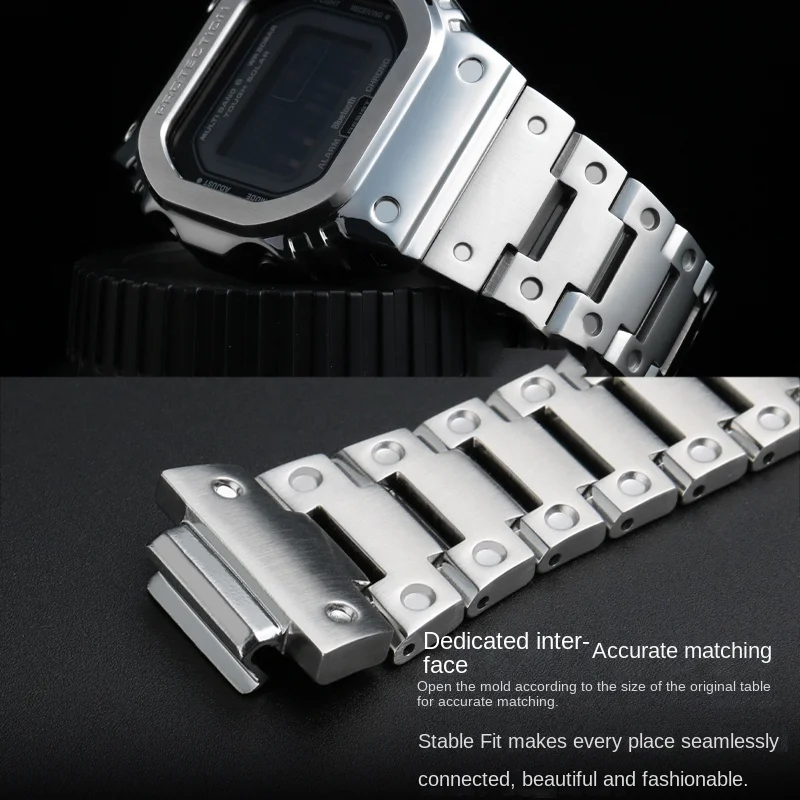 For Casio 3229 DW5600 mod kit GSHOCK small block GW5610 DW-5600 GW-B5600 metal strap+case precision steel simple solid color sex