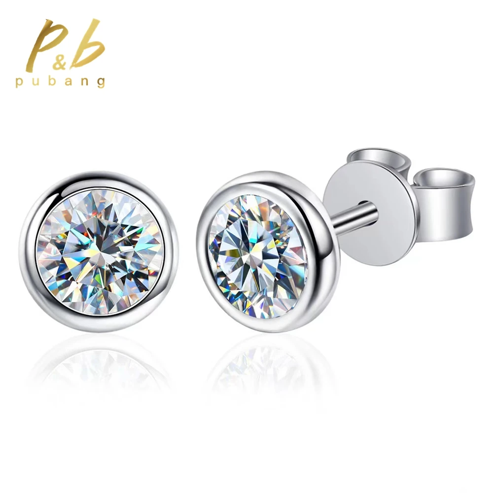 

PuBang Fine Jewelry 100% 925 Sterling Silver GRA Moissanite Diamond Bubble Stud Earrings for Women Men Engagement Gift Wholesale