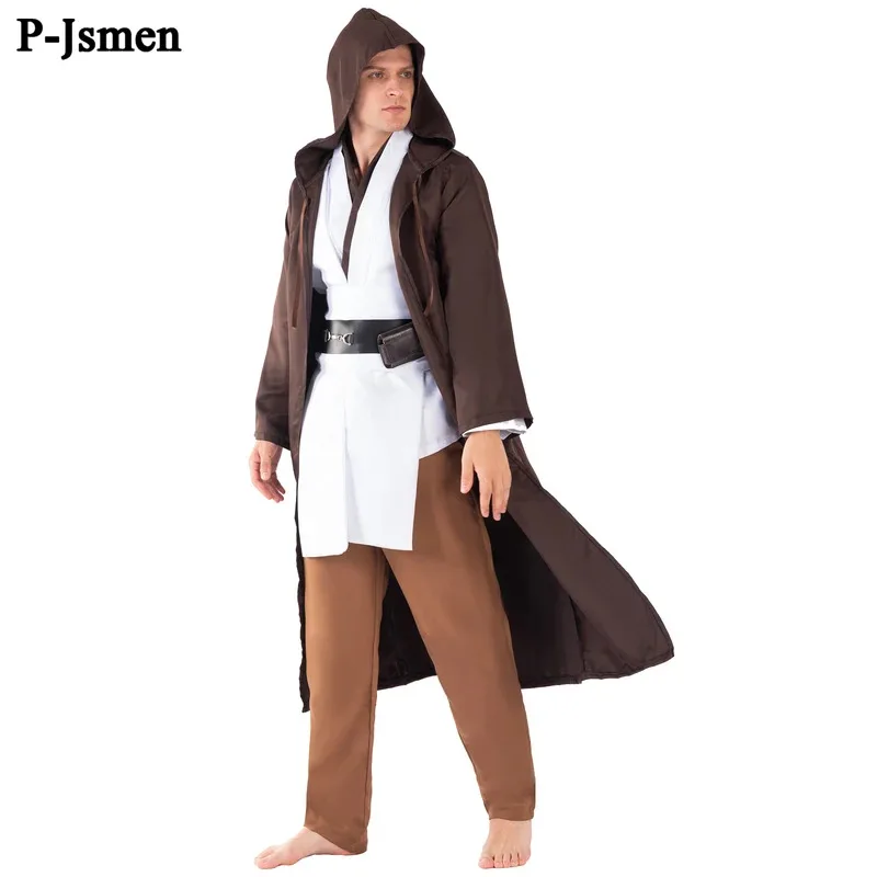 

P-Jsmen Jedi Cosplay Costume Anakin Skywalker Replica Hooded Brown Cloak Robe Women Men Halloween Outfits Clothes