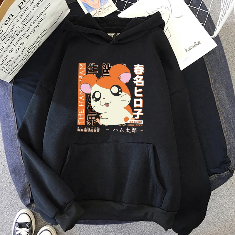 2024 Hamtaro Anime Hoodies Women Long Sleeve Cool Plain Hoodies Streetwear Kawaii Sweatshirt Hoody Fashion Women Kpop Clothes To