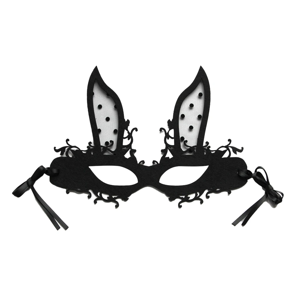 

Bunny Half Face Mask Rabbit Cosplay Masks for Women Masquerade Party Halloween Furry Ears Ribbon Toy Costumes Accessories Play