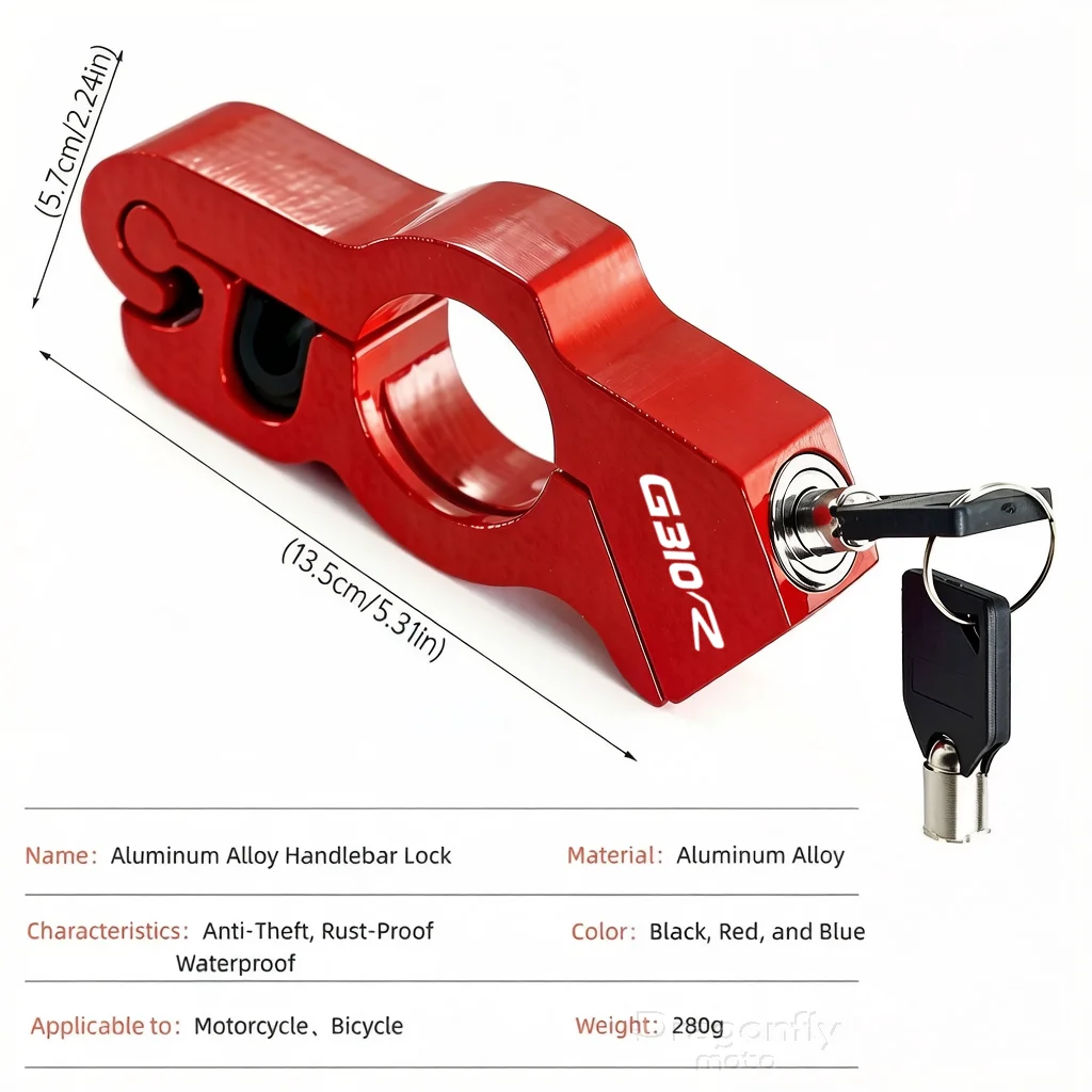 For BMW G310R 2016 2017 2018 2019 2020 2021 G310-R G310 R Motorcycle & Bicycle Handlebar Lock Heavy Duty Steel Anti-Theft Lock
