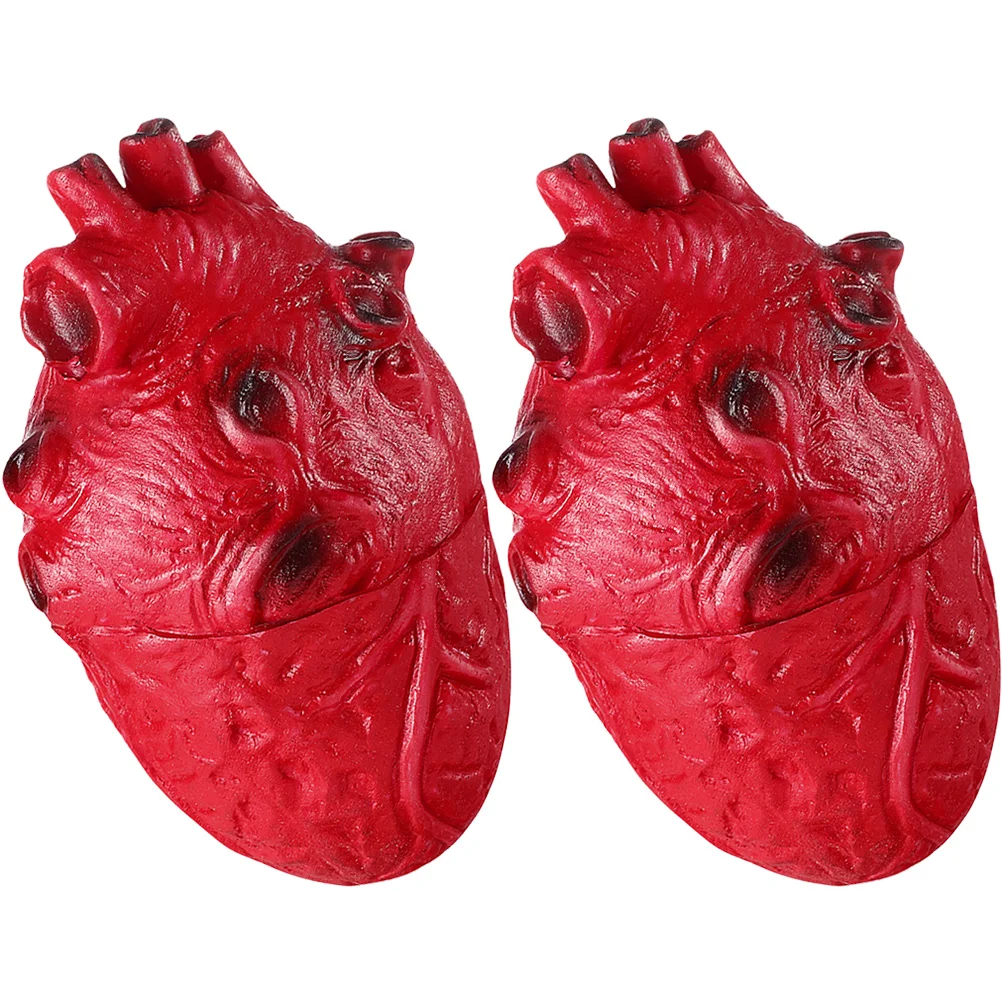 2 Pcs Heart Decorations Halloween Haunted House Atmosphere Props Fake Heart-shaped Red Hearts Baby