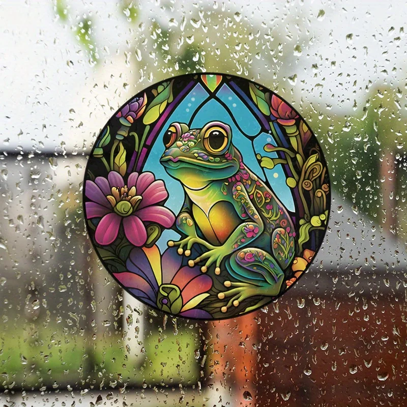 Frog Flower Rainforest Pattern Window Glass Electrostatic Stickers Removable Static Cling Glass Decals Living Room Decor#29