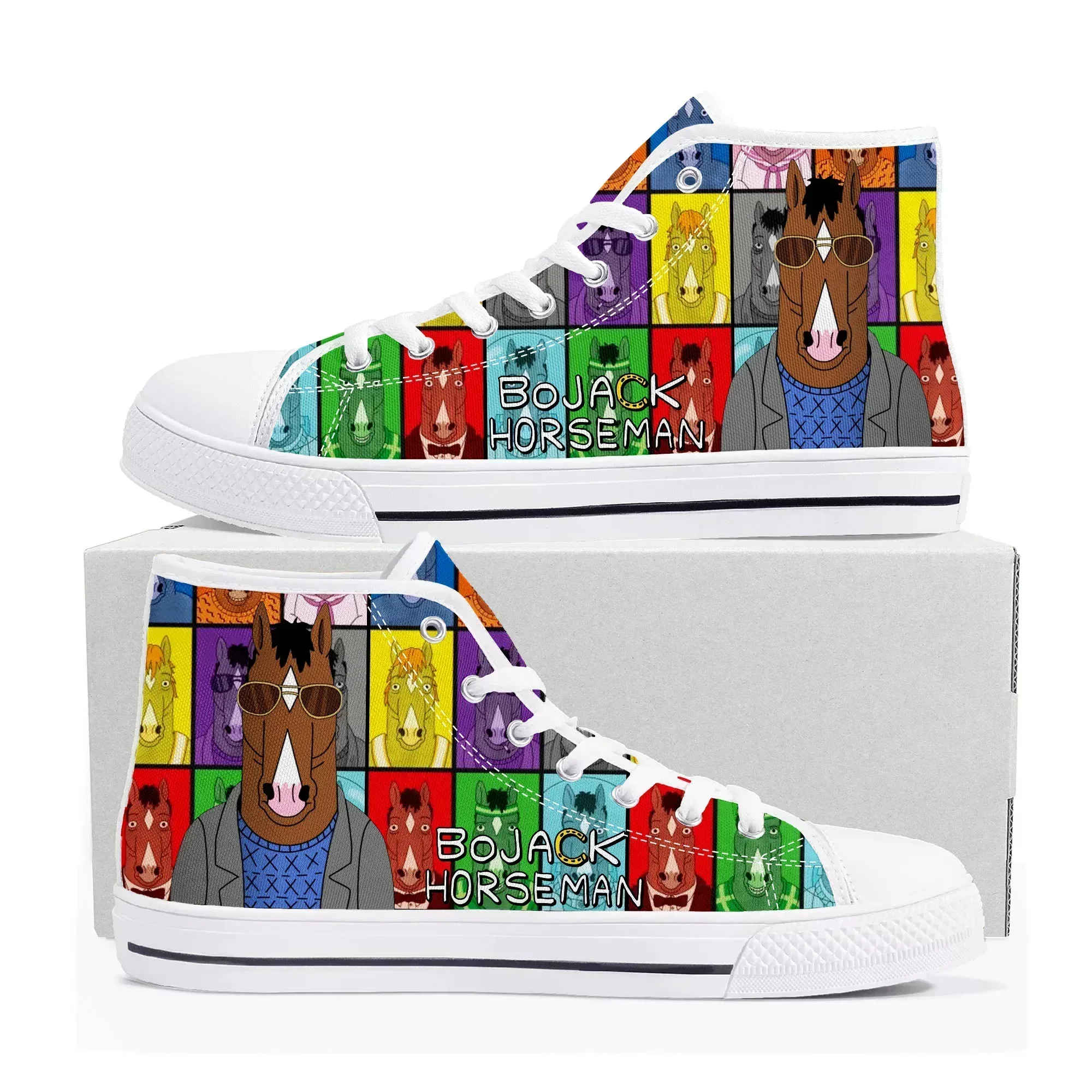 

Horse Man High Top Sneakers Mens Womens BoJack High Quality Canvas Sneaker Comics Manga Couple Customized Shoes