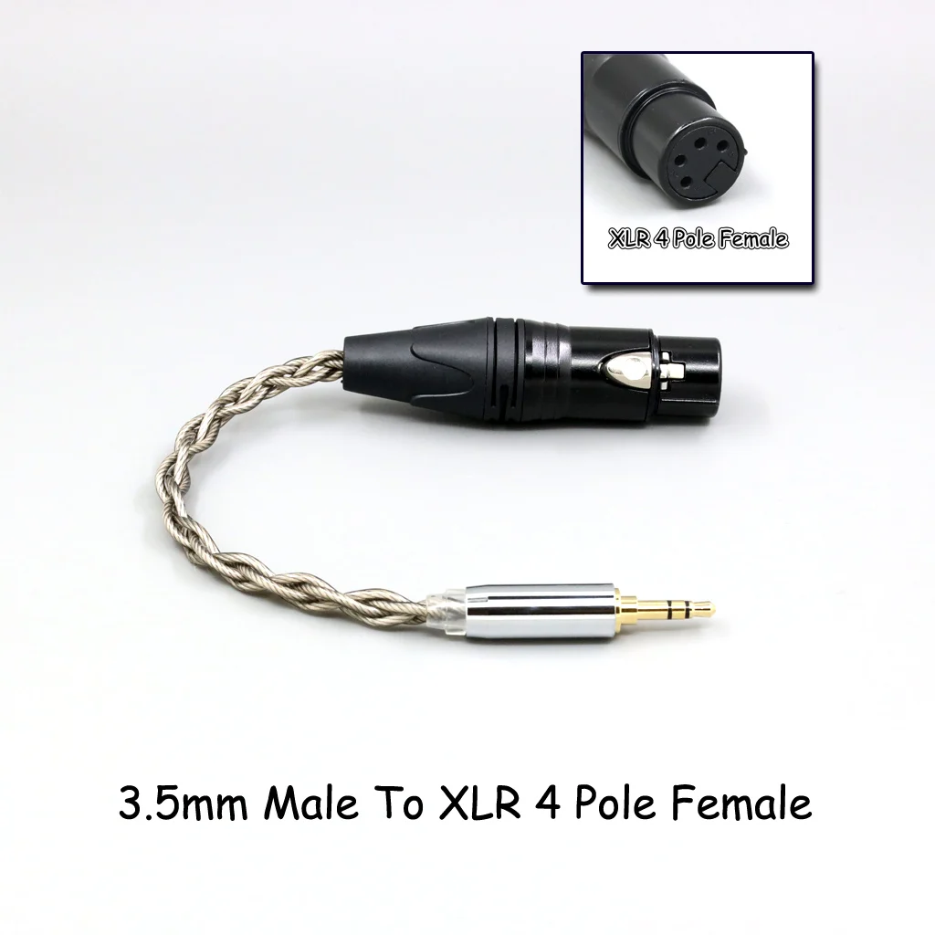 99 % reines Silber + Graphen versilbertes Schild-Kopfhörerkabel für 4,4 mm, 3,5 mm, 2,5 mm XLR 6,35 mm Stecker auf Buchse, Adapter-Konverter – Detail 2