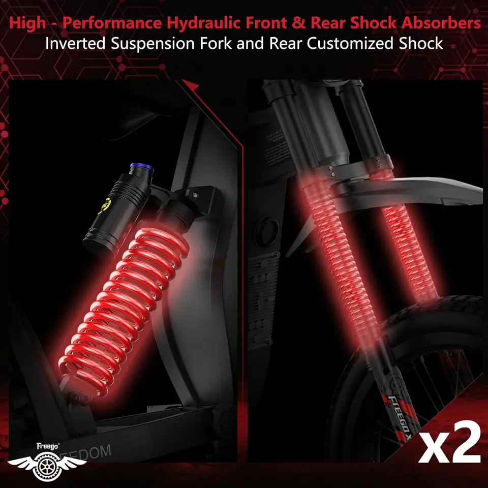 Freego X1 Electric bike 3000W Peak Motor 60V25Ah Battery 40 Miles Range Electric Motorcycles 17X1.6'' Tire Electric Dirt Bikes image 6