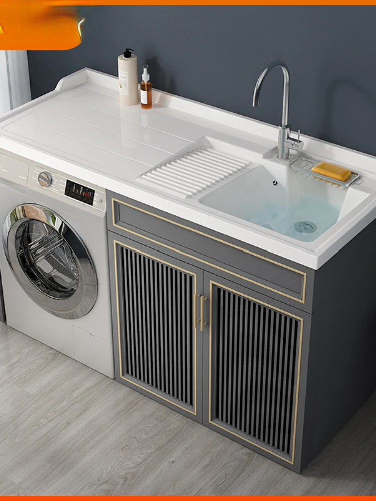 Laundry Tub Pool Laundry Table Partner Washing Machine Washbasin All-in-One Cabinet Balcony