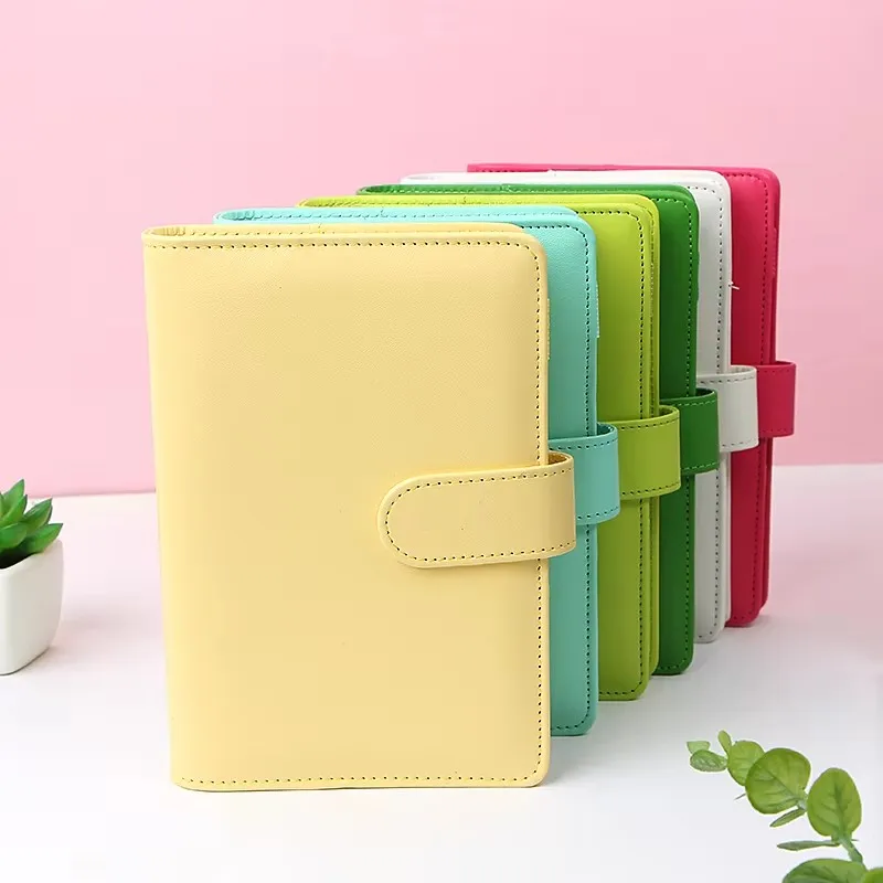 Macaron Leather Spiral A5 Color Notebook Cover Office Organizer Stationery Binder Notepad Planner Notebook