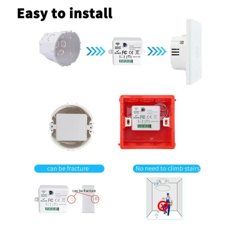 Interruptor de luz sem fio rf 433mhz painel controle remoto sem fio mini módulo receptor relé 220v 10a para lâmpada luz casa inteligente