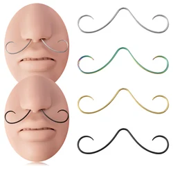 1 pieza de joyería para Piercing de tabique de bigote para mujer, anillos de tabique de nariz y bigote de acero inoxidable, joyería corporal de moda 16G