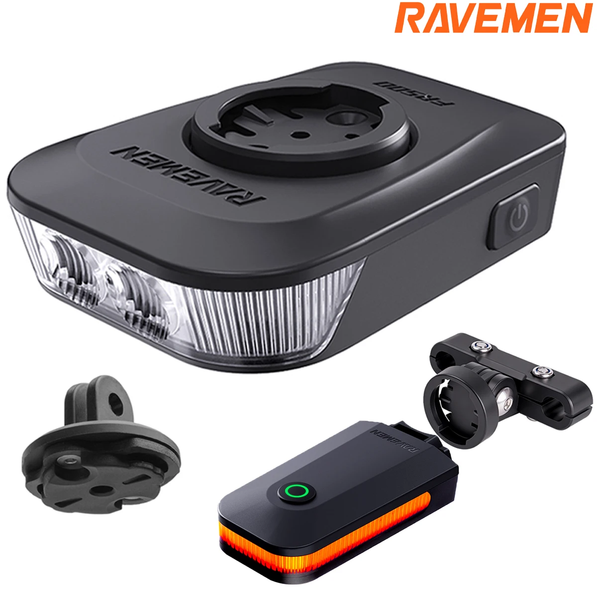 Kit d'éclairage de vélo RAVEMEN FR500, phare avant CL01 Pro, feu arrière, rechargeable, allumage/extinction automatique, avec AGM04