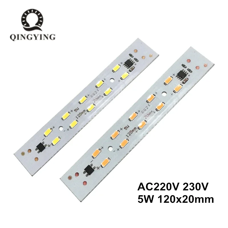 1pcs AC 220v LED Crystal Light Bar Strip 5W 120mm 160mm Free Driver Module SMD 5730 led pcb White Warm White T5 T8 Light Source