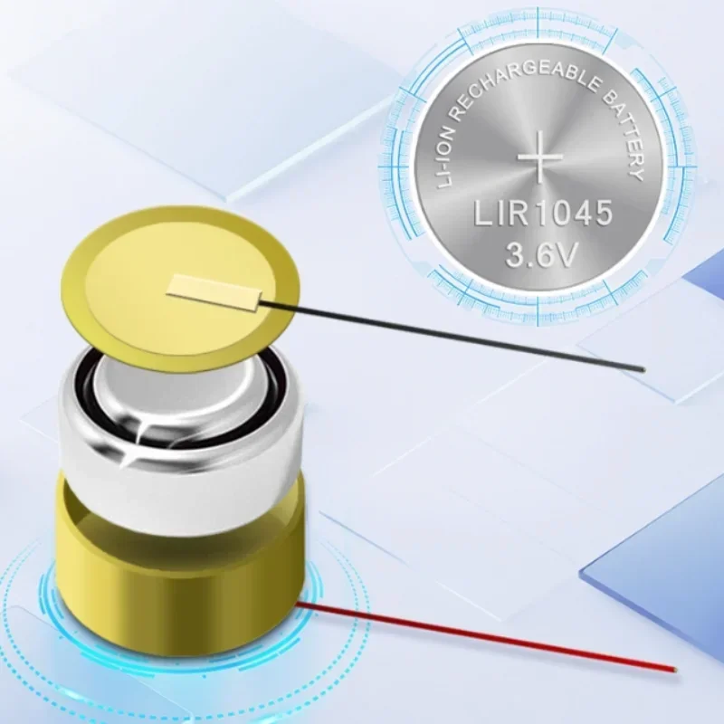 LIR1045 3.6V 40mAh Rechargeable Button Battery Steel Shell for TWS Bluetooth Headset Earphone Replacement Cells