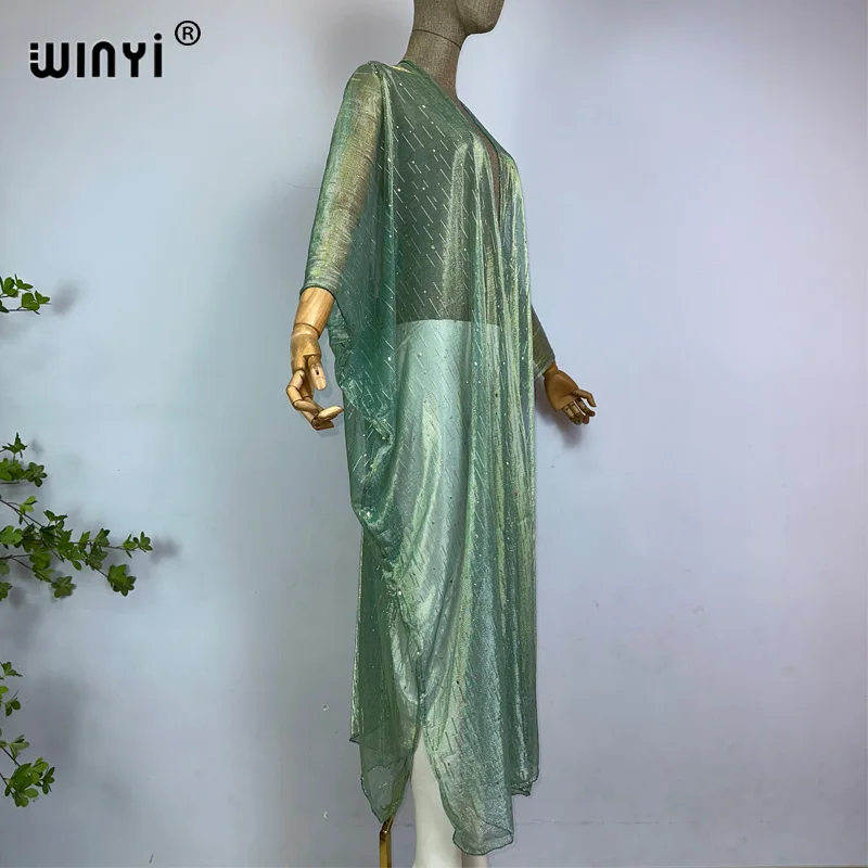 WINYI swimwear Sexy perspective gradient two-color beach coat Loose Dress Party vestido Maxi Holiday Swimming Cover ups Kimono