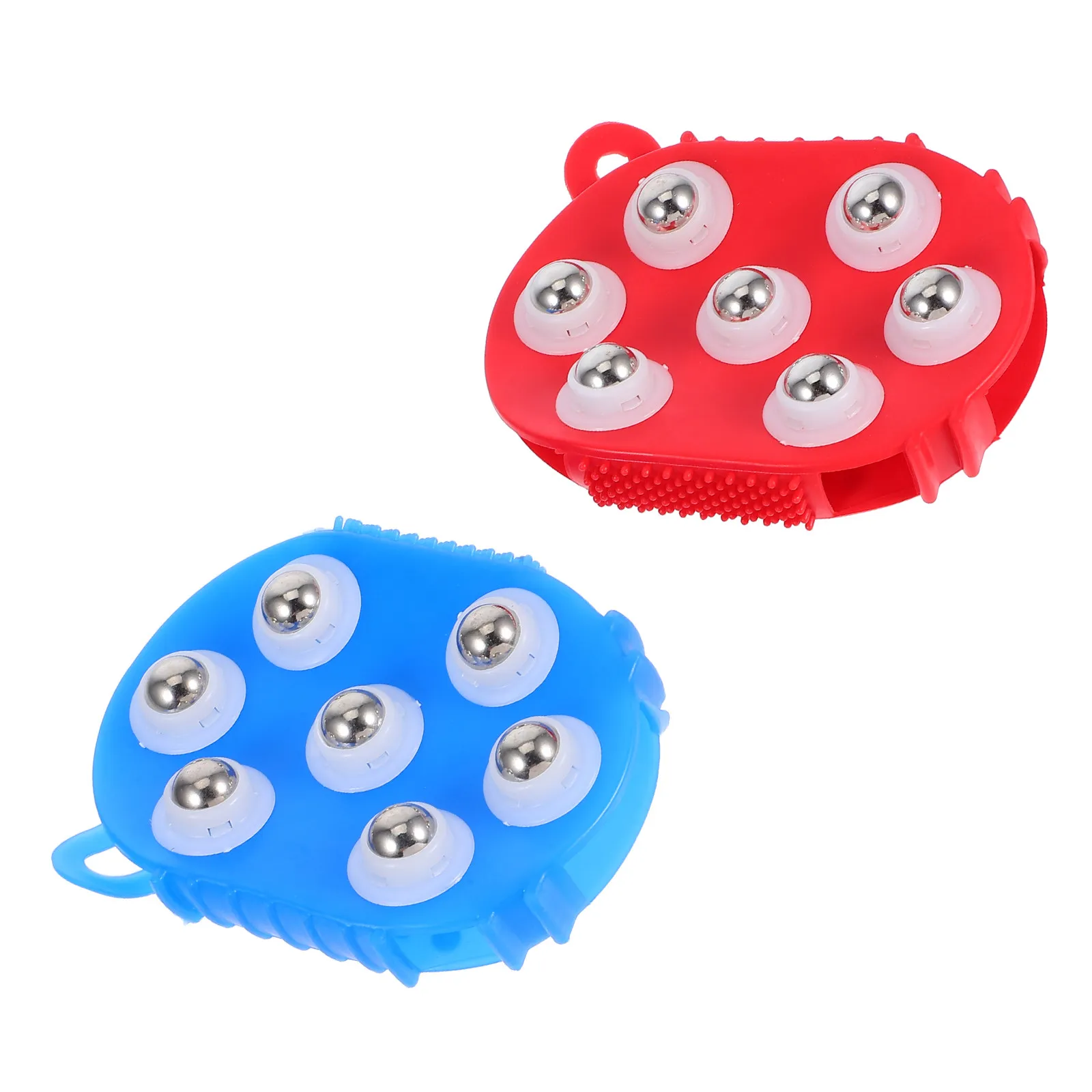 

2Pcs Manual Roller Massager for Shower Bath Use Ergonomic Handle Four-Sided Bead Brush Head Portable Arm Leg Back Neck Facial