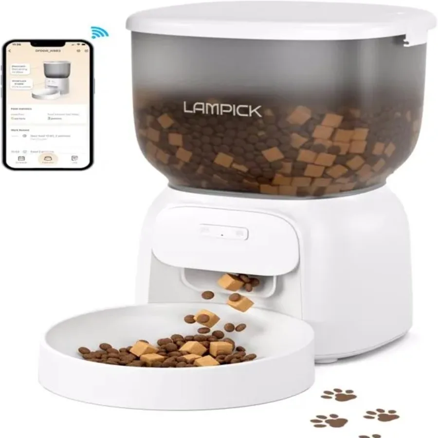 

Automatic Cat Feeder WiFi Food Dispenser APP Control 15 Portions 10 Meals Dual Power Supply Pet Feeder for Cats Dogs 4L 16.9 Cu
