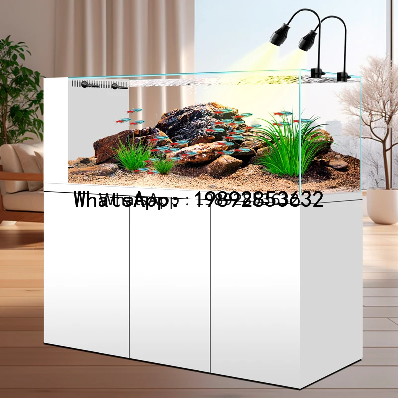

Аквариум W21- Stream Tank Gold Crystal Ultra White Glass с экологической системой без замены воды, донным фильтром и ландшафтным дизайном для гостиной, для золотых рыбок