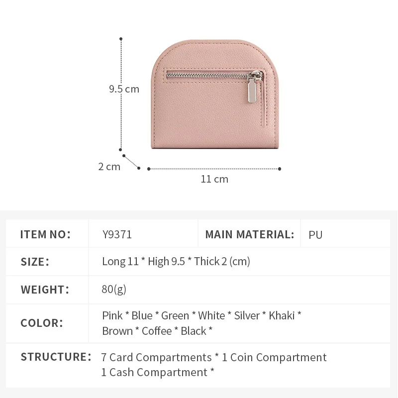 Ladies Short Wallet Litchi Pattern Original round Polka Dot Simple Elegance Foldable Large Capacity Coin Purse