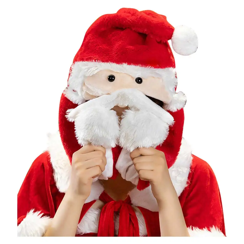 Adult Kids Santa Claus Cosplay Hat Cap White Beard Hats New Year Festive Holiday Party Christmas Dress Up Costume Accessories