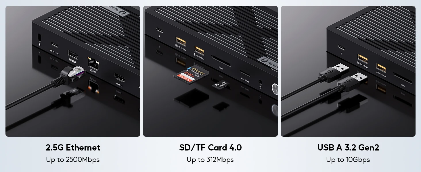 PULWTOP Thunderbolt 4 Hub mit Dual-Monitor 8K/4K Display, USB-C Laptop-Dockingstation mit 40Gb/s, HDMI, SD/TF4.0, 2.5GbE – Detail 7