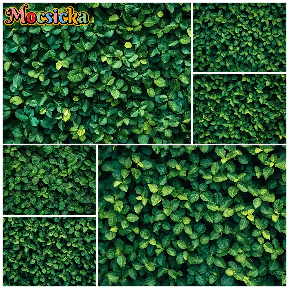 Mocsicka Green Leaf Wall Natural Photography Backdrop Plant Texture Fresh Foliage Background Newborn Portrait Studio Photoshoots