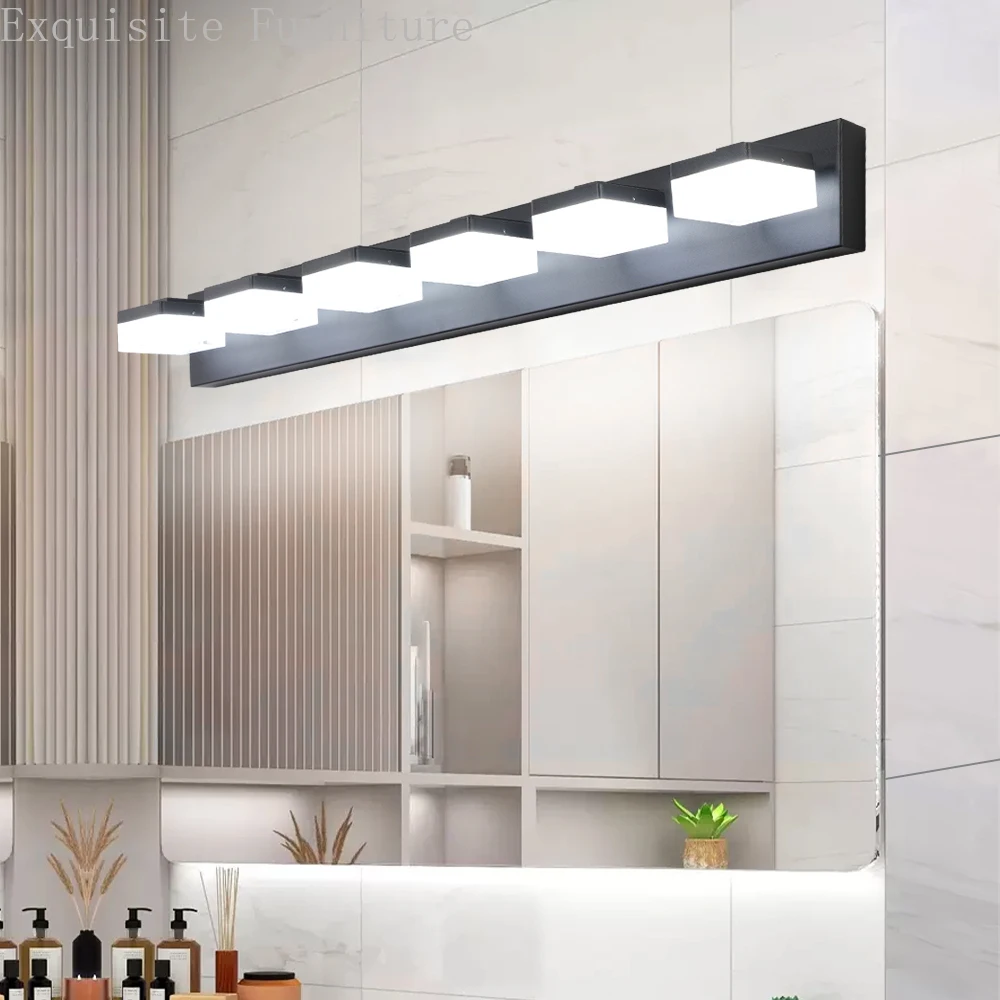 

Modern 6 Lights LED Vanity Light - Sleek Bathroom Wall Fixture, Iron & Acrylic, Dimmable & Energy-Efficient, Ideal for Mirror