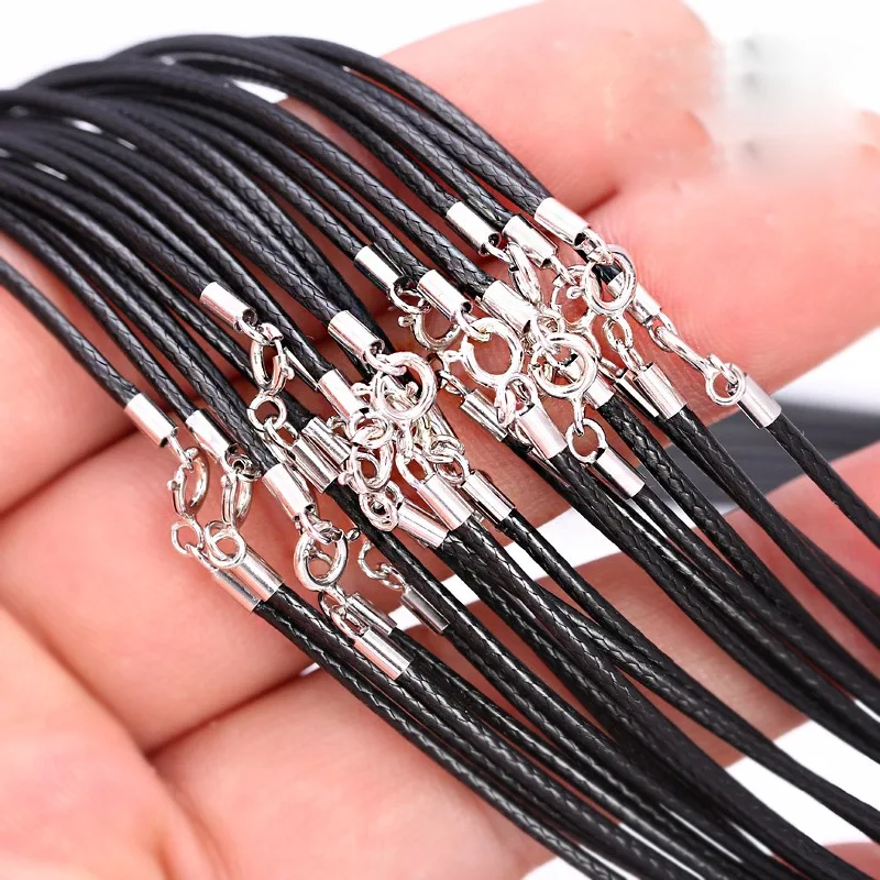 10Pcs Leather Cord Necklace with Lobster Clasp Black Wax Rope Chain for DIY Necklaces Pendant Wax Cord String Jewelry Findings