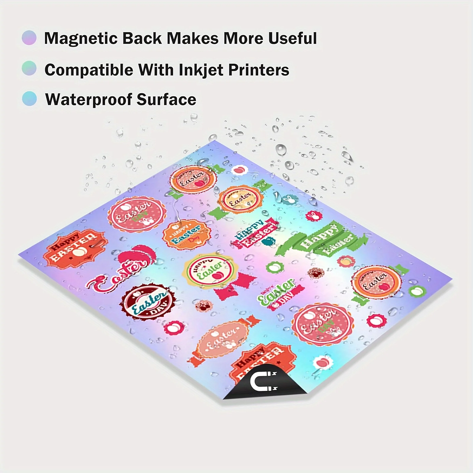 5 Sheets A4 Printable Magnetic Holographic Rainbow Sheet for Inkjet Printer 8.3×11.7 Inch Magnetic Paper DIY Refrigerator Magnet