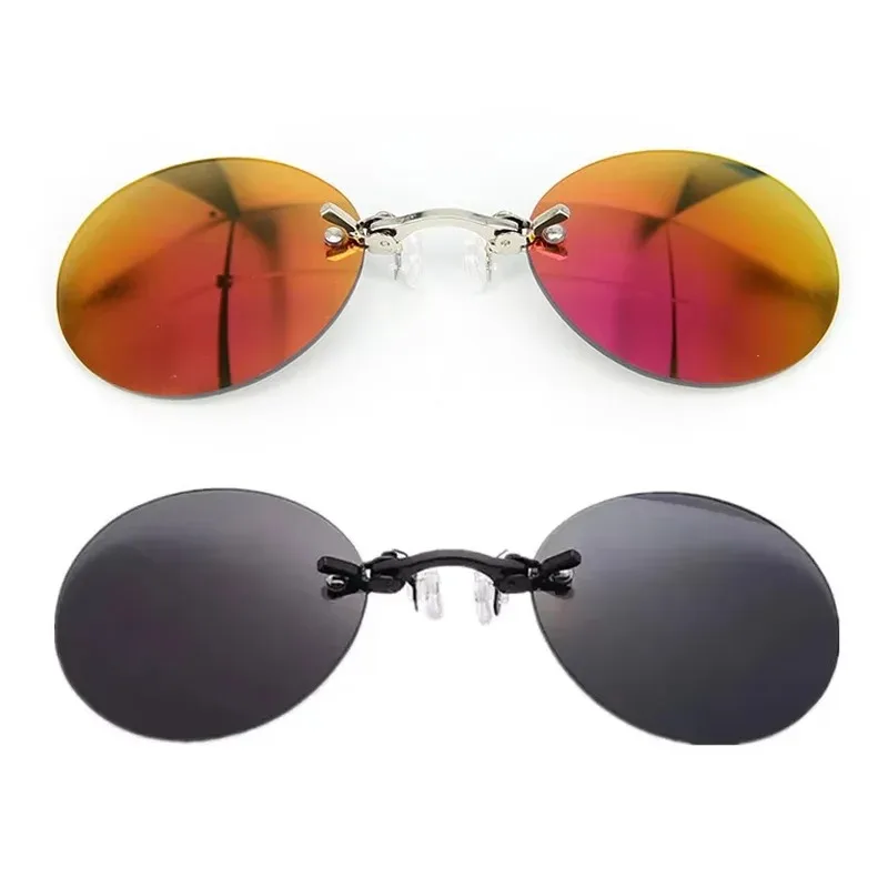 VIEWRING1-2PCS 클립 온 코 안경 라운드 무테 매트릭스 모르페우스 선글라스 미니 프레임리스 빈티지 남성 안경 썸네일 3