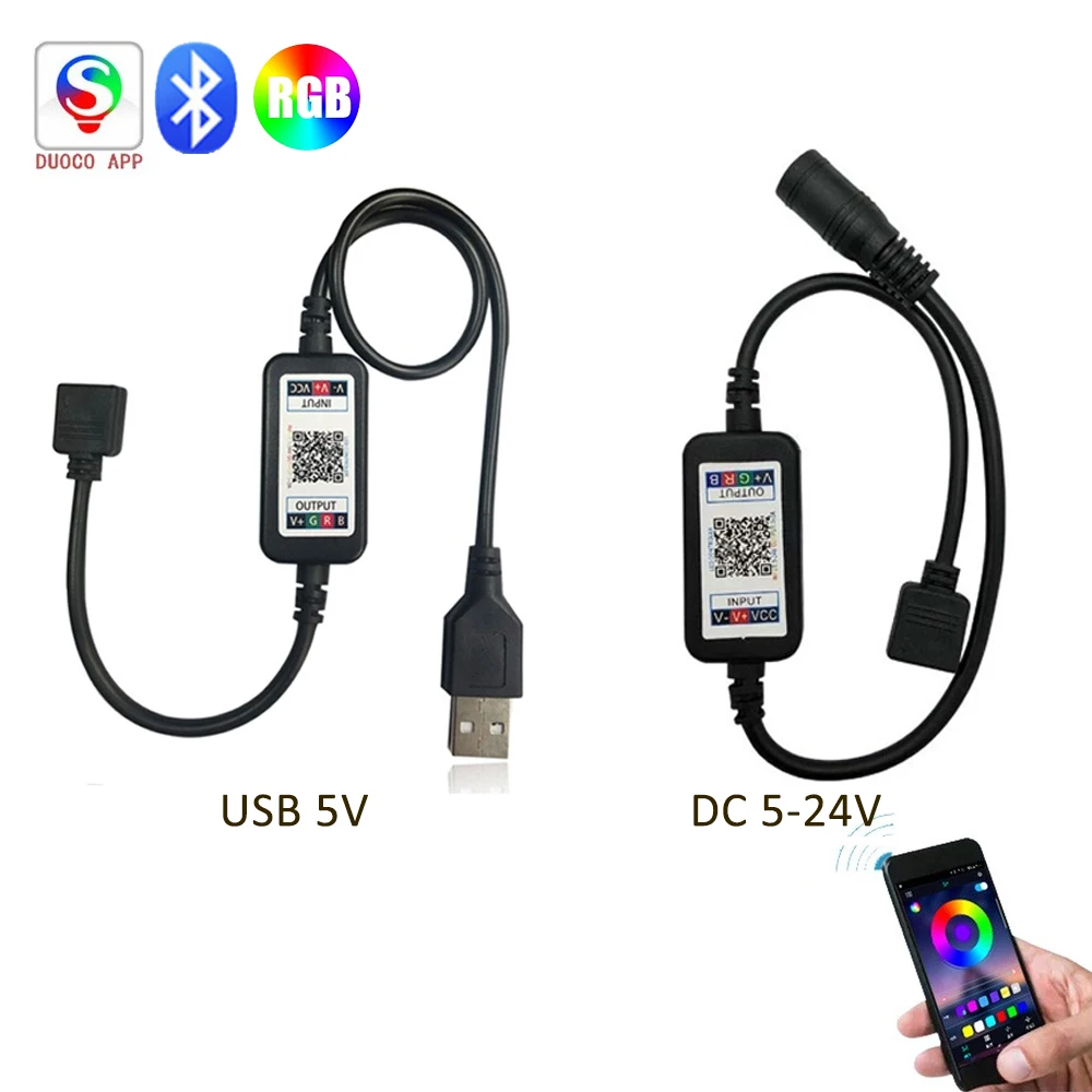 Bluetooth RGB LED Controller 4Pin USB 5V DC 5-24V Wireless Music controller APP Control For 5050 2835 3528 RGB Led Strip Light