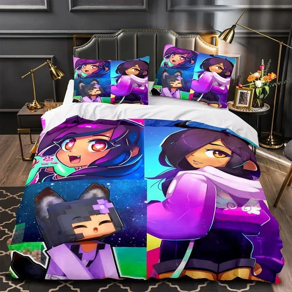 

3D Print Aphmau Bedding Set Duvet Cover Pillowcase Double Twin Full Queen King Adult Kids Bedclothes Quilt Cover